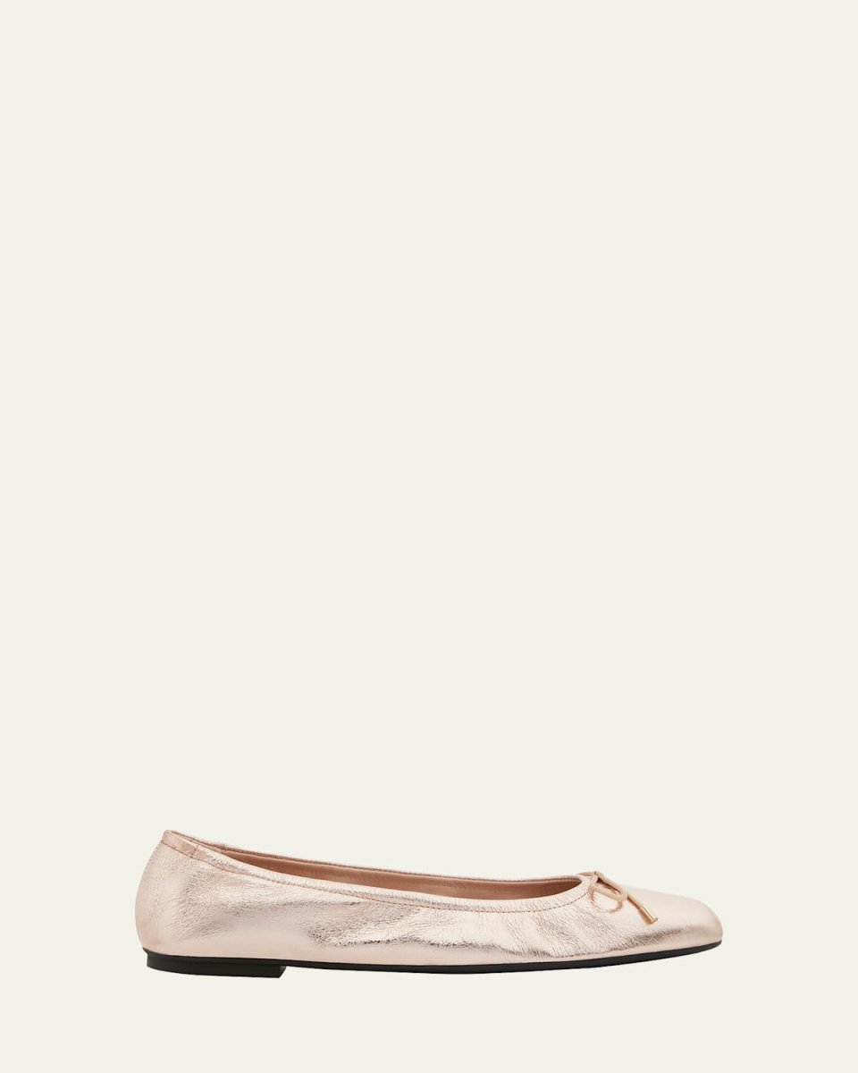 Bardot Metallic Bow Ballerina Flats